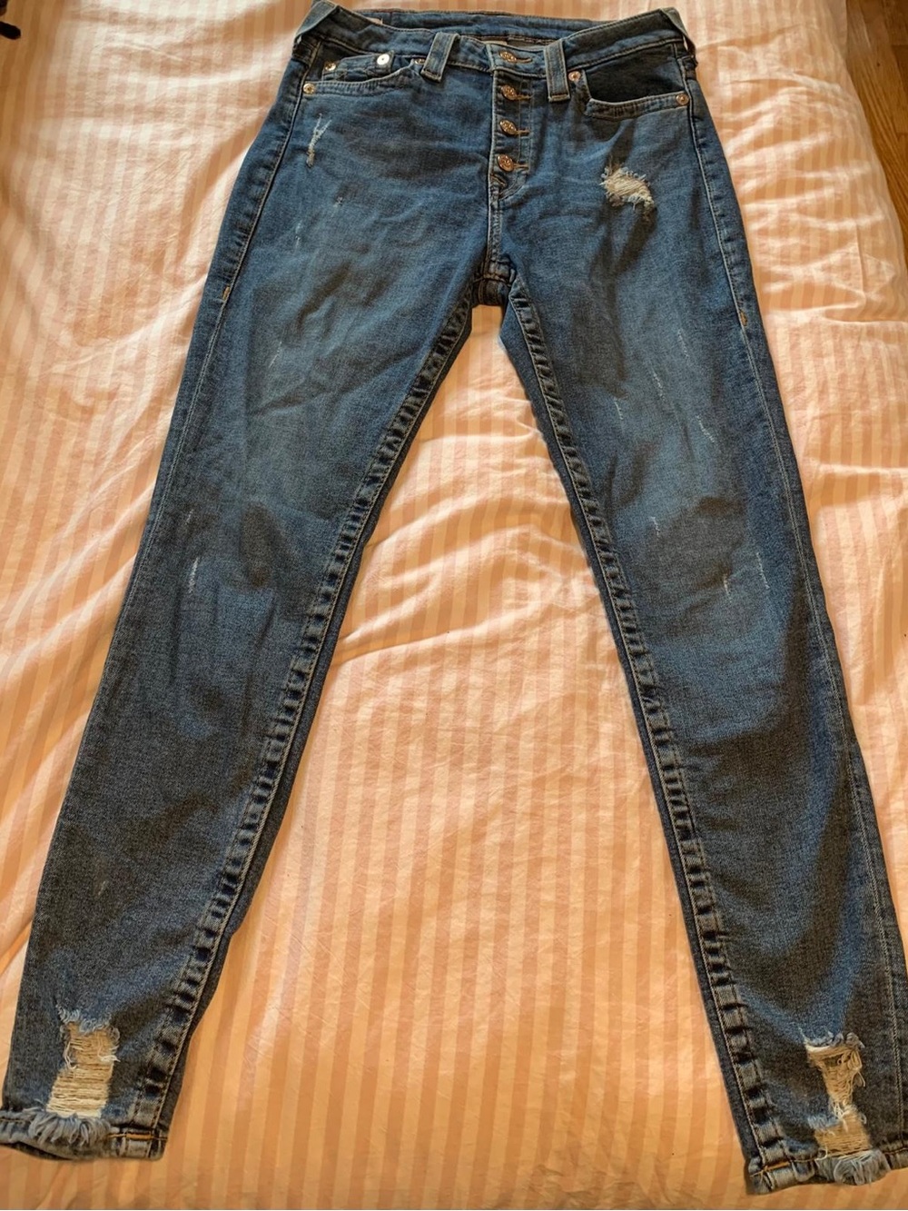Women’s Distressed Dark Blue Slim Fit Jeans